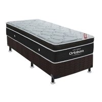 Cama Box Solteiro: Colchão Molas Ensacadas Ortobom Elegant + Base CRC Suede Black(88x188)