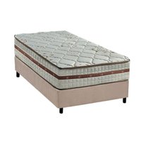 Cama Box Solteiro: Colchão Molas Ensacadas Anjos Classic + Base CRC Suede Clean(88x188)