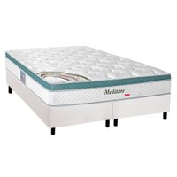Cama Box King: Colchão Molas Ensacadas Herval Meditare + Base CRC Courano White(193x203)