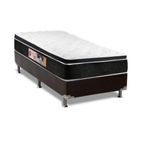 Cama Box Solteiro: Colchão Espuma Castor D33 Black/White Double Face + Base CRC Suede Preto (88x188)
