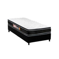 Cama Box Solteiro: Colchão Espuma Castor D33 Black/White Double Face + Base CRC Suede Em Preto(88x188)