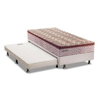 Cama Box c/ Auxiliar Solteiro: Colchão Com Paropas Ensacadas Esplêndido Bordô + Base Courano Branco (88x188)