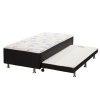 Cama Box Com Auxiliar Conjugado Solteiro: Colchão Ortopédico Courano Nero Black (88x188) - Ortobom