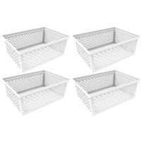 4 Cestos Organizadores G Crippa Grande Branco Retangular Escritório Closet Banheiro Lavanderia