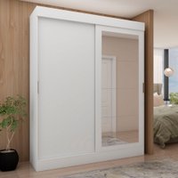 Guarda-Roupa 2 Portas 2 Gavetas com Espelho 0560 Branco/Fosco - Genialflex