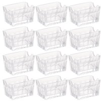 12 Porta Sachês Vidro Faces Lyor 8x5,5cm Suporte Chá Açúcar Sal Mesa Transparente
