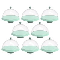 8 Boleiras 25cm Verde Menta Porta Bolo Tortas com Cúpula e Pé Crippa Padaria Hotel