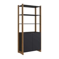 Estantante Armário Multiuso 2 portas e 4 prateleiras Nova Mobile Mel Preto