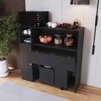 Armário Lateral com Mesa Dobrável Berlim Preto Nova Móbile