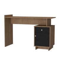 Escrivaninha Lisboa Com 1 Gaveta e 1 Porta Nova Mobile Mel e Preto