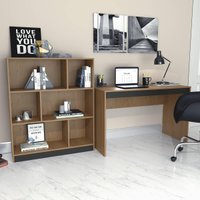 Conjunto Para Escritório Mesa e Estante Nova Mobile Mel e Preto