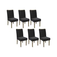 Cadeira Sala de Jantar 2CAD129NG Kit 6 Un Nogueira/Suede Preto A038 - Kappesberg