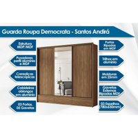 Quarto Casal Completo 3 Peças (1GuardaRoupa+1Cama+1Cômoda) QC102 Jatoba/Areia - Santos Andirá