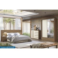 Quarto Casal Completo 3 Peças (1GuardaRoupa+1Cama+1Cômoda) QC101 Jatoba/Areia - Santos Andirá