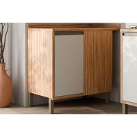 Balcão de Cozinha Modulado Tempranillo Canto Reto c/ 1 Porta c/ Tampo 98cm Amendoa/Off White - Ronipa
