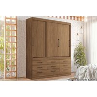 Guarda Roupa 3 Portas de Correr e 9 Gavetas Click 3.9 Jatobá - Santos Andirá