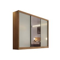 Guarda Roupa Solteiro 3 Portas (1 c/ Espelho) e 4 Gavetas Toulon/Sonetto Plus Cumaru/Fendi - Novo Horizonte