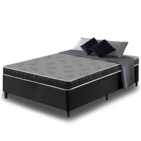Cama Box Casal Preto + Colchão Espuma D20 Dupla Face Zidi Querubin 138x188x49cm