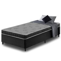 Cama Box Solteiro Preta + Colchão Solteiro Querubin Espuma D20 88x188x12cm