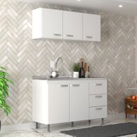 Cozinha Compacta Kiara 5 Portas 3 Gavetas Branco - Pnr Móveis