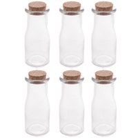 Kit 6 Porta Temperos de Vidro 200ml com Tampa de Rolha Lyor para Decorar e Guardar Especiarias