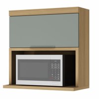 Armário Aéreo Micro 1 Porta Basculante Nesher Marquesa 80 Cm 100 Mdf Nature/Verde