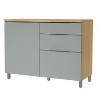 Balcão 1 Porta 3 Gavetas Nesher Marquesa 120cm 100 Mdf Nature/Verde