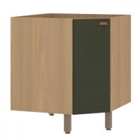 Balcão 1 Porta Com Tampo Canto Diagonal Luciane Classic Verde/Freijo