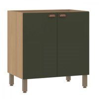Balcão 2 Portas Com Tampo 80cm Luciane Classic Verde/Freijo