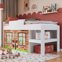 Cama Infantil Com Protetor e Cortina 90 Imaginação Meu Fofinho Art In Móveis Branco