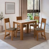 Conjunto De Mesa 1,08cm Belgica Com 4 Cadeiras Indekes Freijo/Off White/Cacau