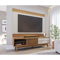 Rack com Painel para TV Até 75 Polegadas Veneza 1 Porta 2 Gavetas Colibri Off White Matte/ Freijo