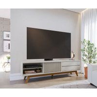 Rack para TV Até 75 Polegadas Veneza Colibri 1 Porta C/ 2 Gavetas Off White Matte