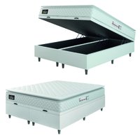 Cama Box Baú Casal Queen Colchão Espuma D33 Pillow Top New Millenium 158x188x60cm Branco Hellen