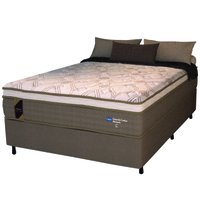 Cama Box Casal King Colchão Molas Ensacadas Guarda Costas Alameda 193x203x68cm Suede Marrom/Branco