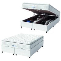 Cama Box Baú Casal King Colchão Molas Ensacadas Granville Com Pillow 193x203x69cm Branco