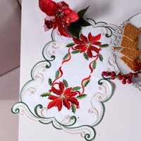 Americano Toalha de Bandeja Natalina Bordada 35x45 Poinsetia