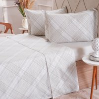Jogo de Cama Casal 200 Fios Estampado 4 Pçs 140x190x35  Tartan