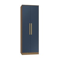 Guarda-Roupa 2 Portas 2 Gavetas Kappesberg Adapt Nogueira/Azul Profundo 80cm