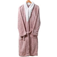 Roupão Sherpa Lã de Carneiro Toque Flannel Rosê Smoke - G