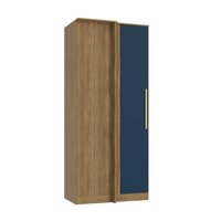 Guarda-Roupa de Canto Reto 1 Porta Kappesberg Adapt Nogueira/Azul Profundo 100cm