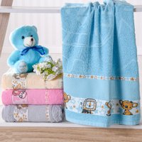 Toalha de Banho Infantil com Barra Ponto Cruz 75x110 Azul