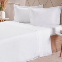 Jogo de Cama Solteiro 200 Fios Liso 3 Pçs 90x190x35 Branco