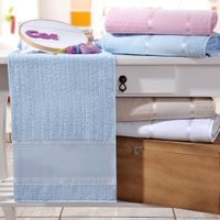 Toalha de Lavabo Ponto Russo Algodão 30x50 Azul