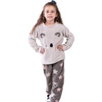 Conjunto Pijama de Plush Infantil Super Quentinho e Divertido Coala Cinza - 4