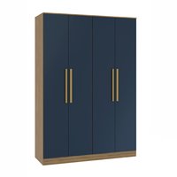 Guarda-Roupa 4 Portas 2 Gavetas Kappesberg Adapt Nogueira/Azul Profundo 158cm