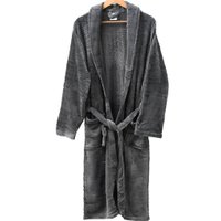 Roupão Microfibra Flannel Relieve Extra Macio com Bolso Cinza Rock - M