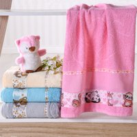 Toalha de Banho Infantil com Barra Ponto Cruz 75x110 Rosa