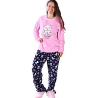 Conjunto Pijama de Plush Adulto Super Quentinho e Divertido Ursinho Rosa - M