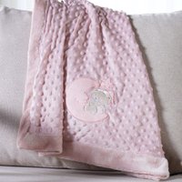 Manta Bebê Dots Camada Dupla de Plush 100x70 com Bordado Ursinho Peach